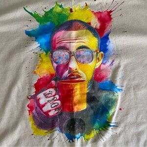 Mac Miller Shirt Size Adult Large Beige Colorful Painted T Top Music Rap Hip Hop